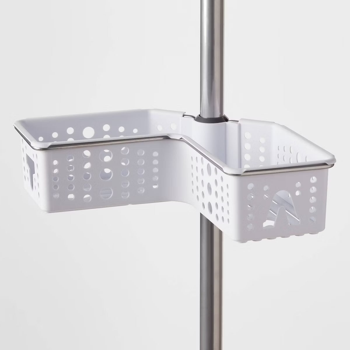 Steel Corner L Shaped Tension Pole Caddy Chrome