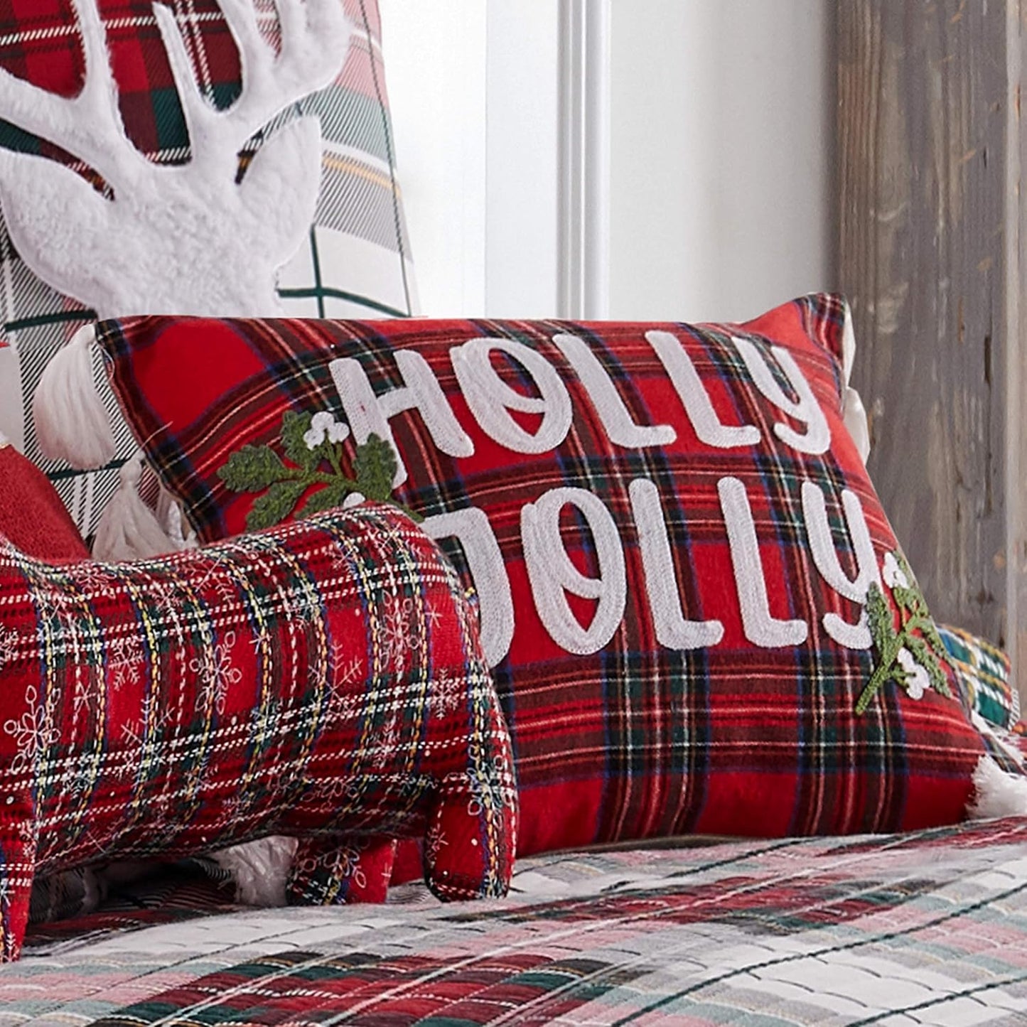 Levtex Home - Spencer Plaid - Decorative Pillow (14X18in.) - Holly Jolly