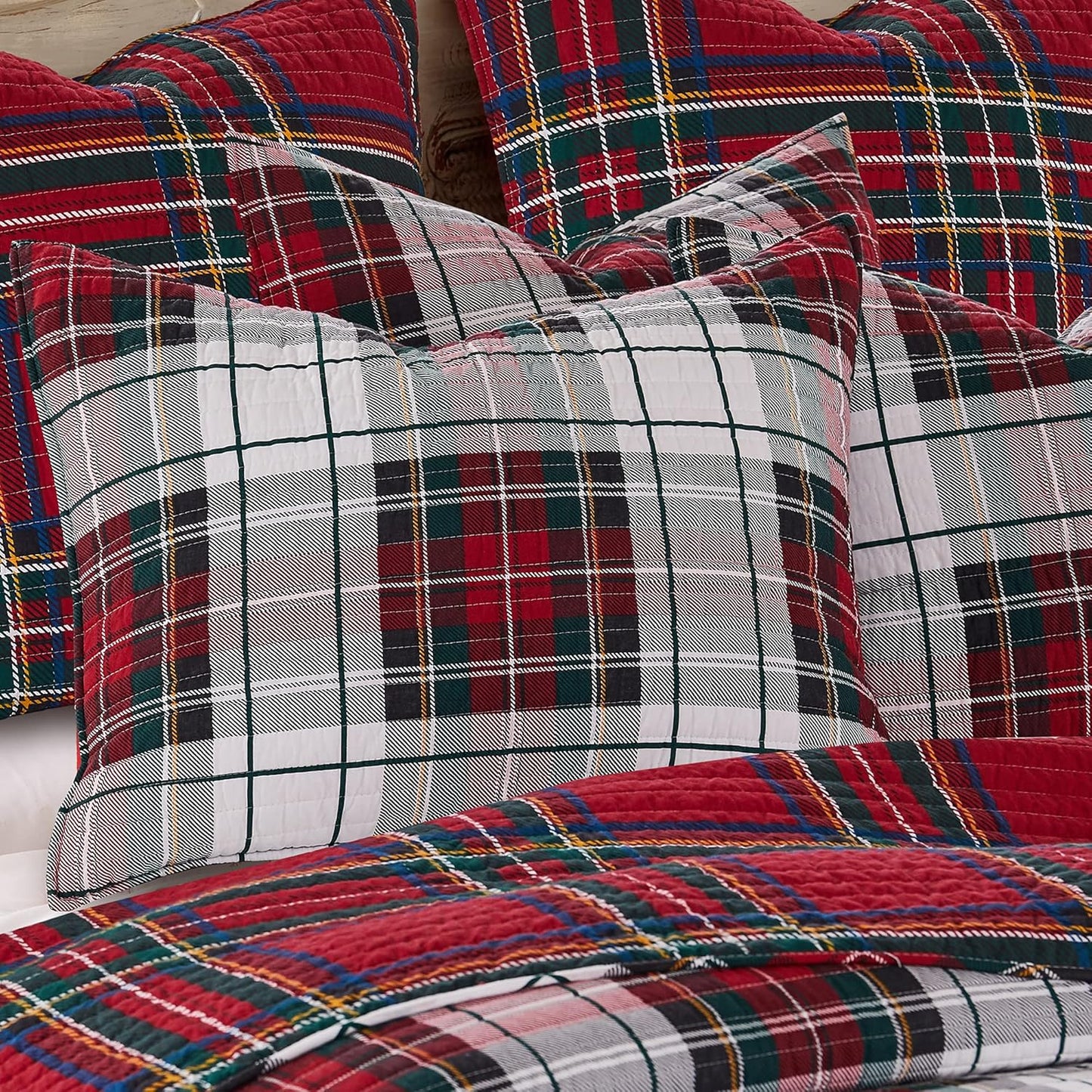 King Sham Levtex Home - Spencer Plaid Quilted  (36x20in.) Set of 2