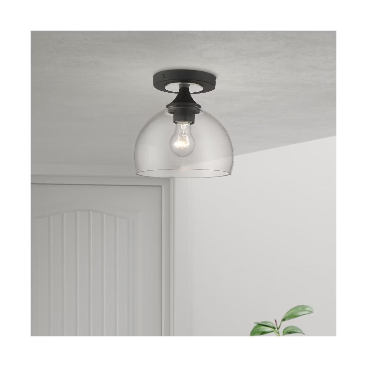 Livex Lighting Glendon 1 - Light Semi-Flush Mount in Black/Brushed Nickel