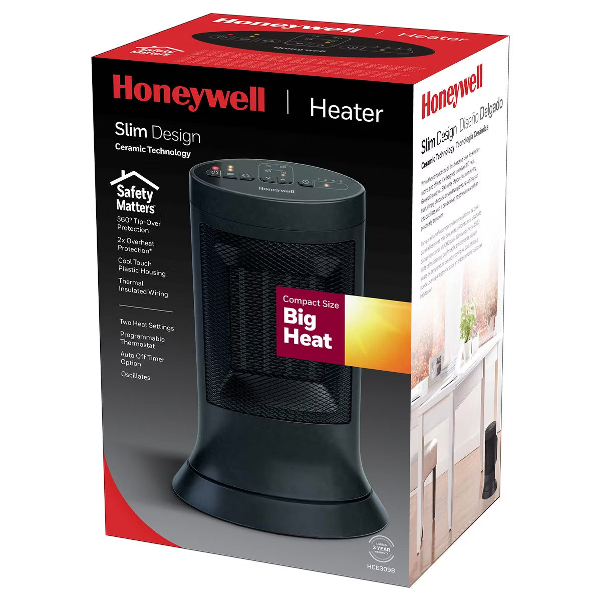 Honeywell Digital Ceramic Compact Tower Heater Black