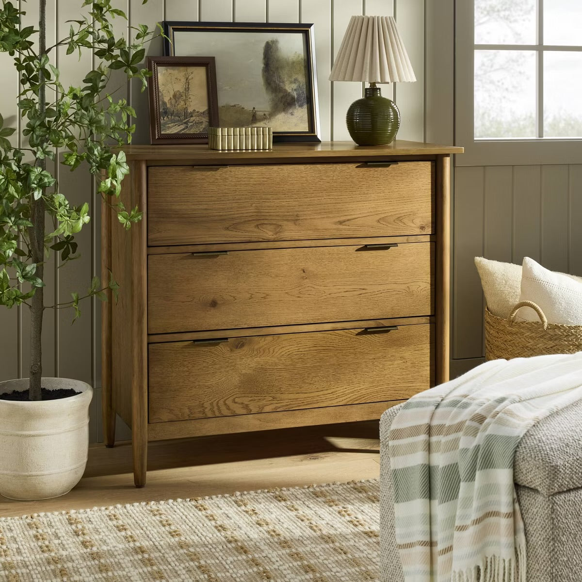 3 Drawer Modern Wood Dresser - Aged Oak - Hearth & Hand with Magnolia