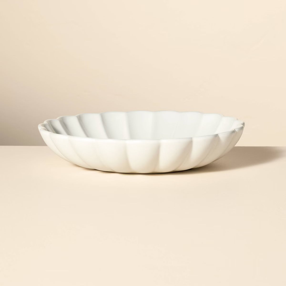 Scalloped Edge Stoneware Serving Bowl Cream - Hearth & Hand