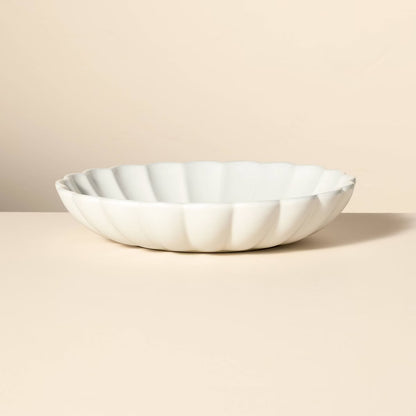 Scalloped Edge Stoneware Serving Bowl Cream - Hearth & Hand