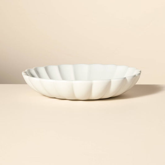 Scalloped Edge Stoneware Serving Bowl Cream - Hearth & Hand