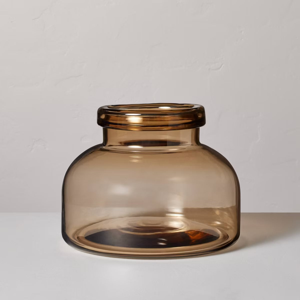 Brown Glass Decorative Wide Jug Vase - Hearth & Hand