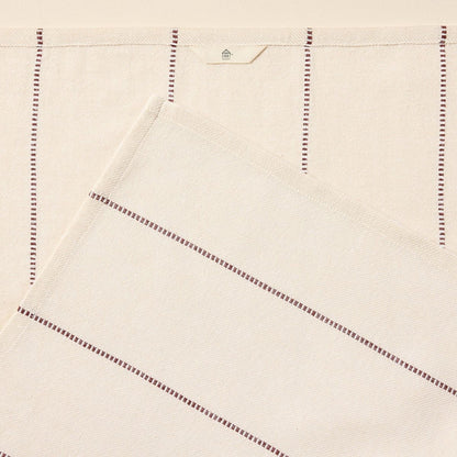 Simple Stripe Flour Sack Kitchen Towel Natural/Burgundy - Hearth & Hand™