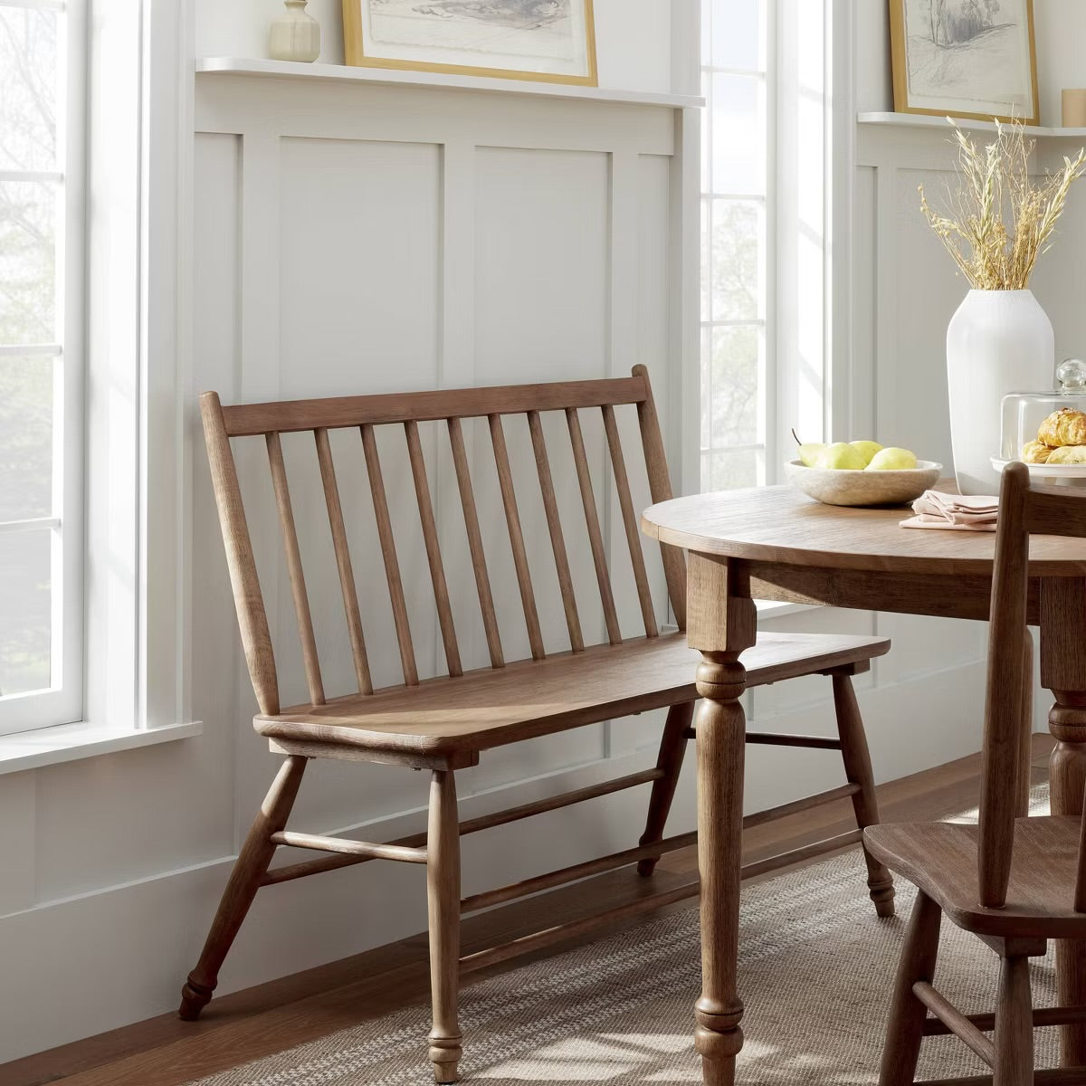 Vintage Windsor Dining Bench - Aged Oak - Hearth & Hand with Magnolia