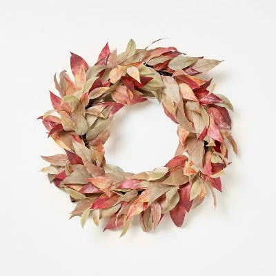 Eucalyptus Artificial Wreath Green -: Faux Polyester Leaves, 26" Unlit Indoor Decor - Threshold designed with Studio McGee