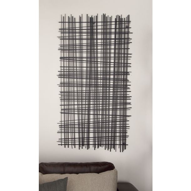 Marisol + Daisy Contemporary 25" x 47" Overlapping Lines Crosshatch Wall Decor in Metal - Black