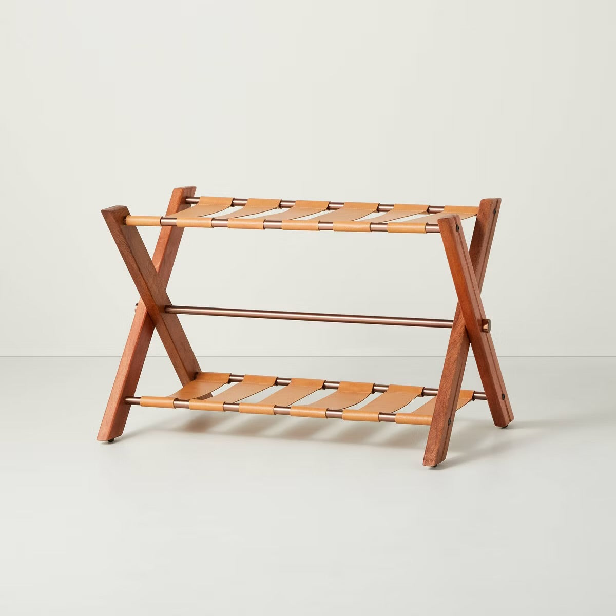 Foldable Wood & Metal Luggage Rack Tan/Brown - Hearth & Hand with Magnolia