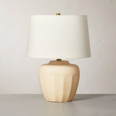 Faceted Ceramic Table Lamp Taupe/Cream (Includes LED Light Bulb) - Hearth & Hand with Magnolia