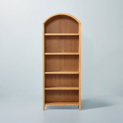 Grooved Wood Arch Bookcase - Hearth & Hand