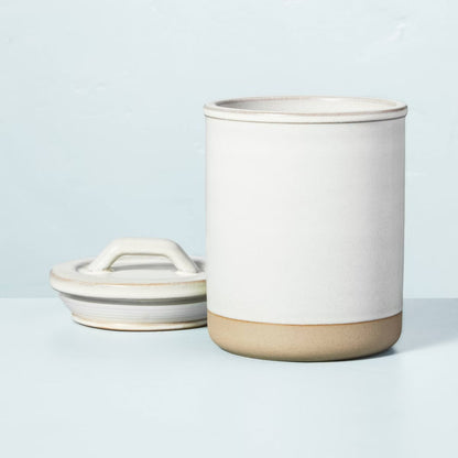 3pc Modern Rim Stoneware Canister Set Cream/Clay - Hearth & Hand