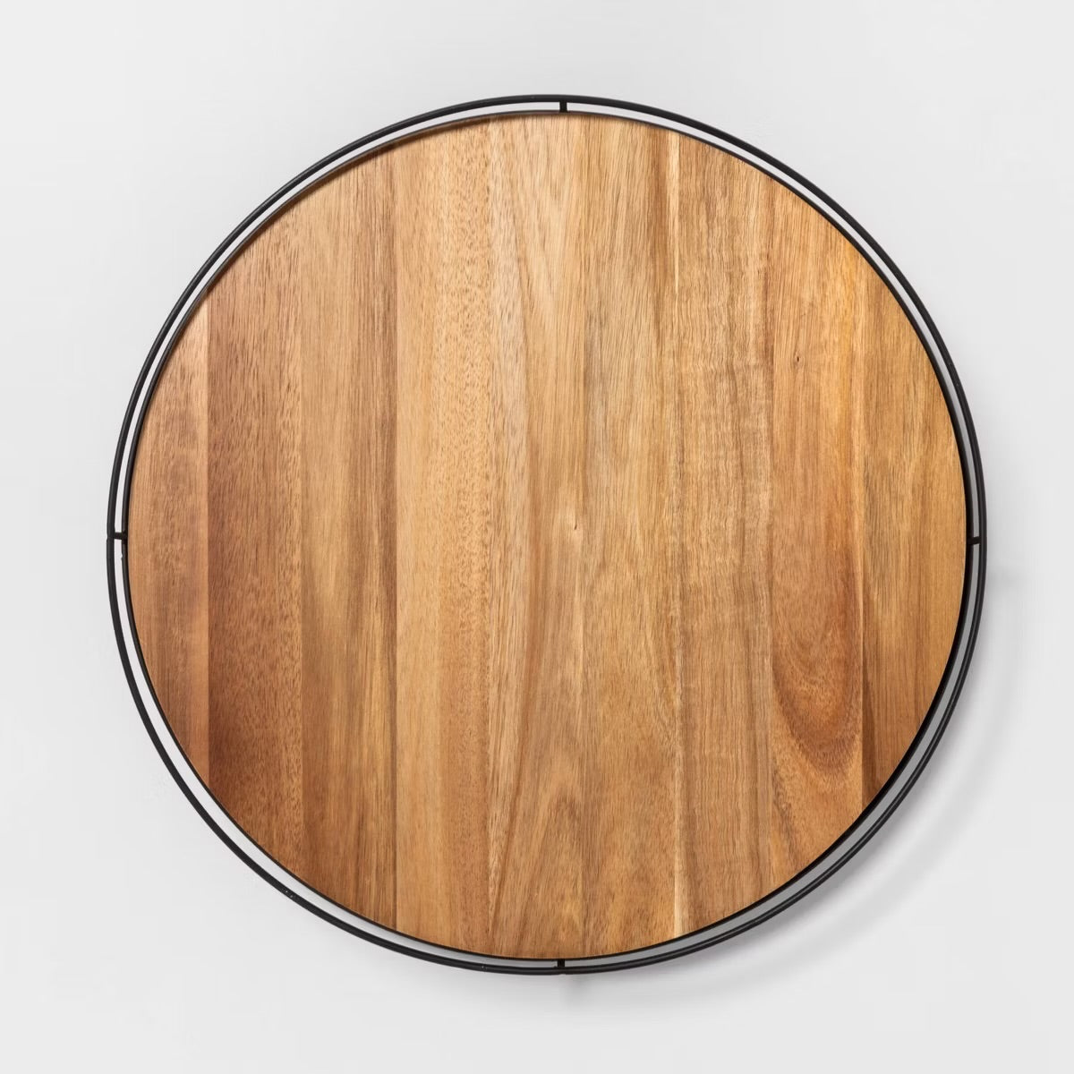 18” Wooden Lazy Susan with Metal Trim Brown/Black - Hearth & Hand