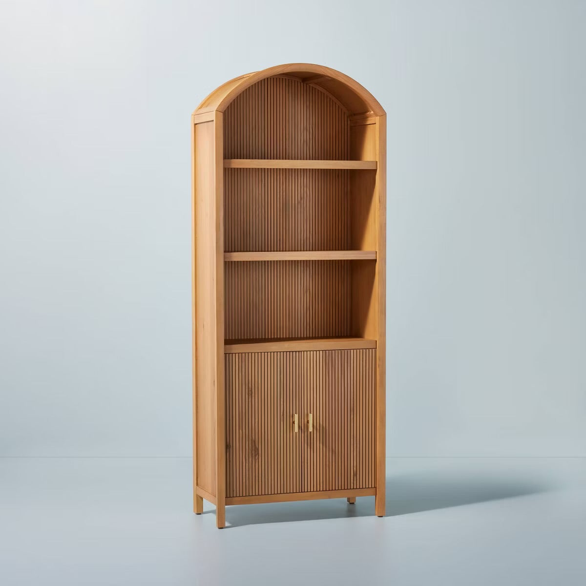 Grooved Wood Arch Bookcase Cabinet - Hearth & Hand