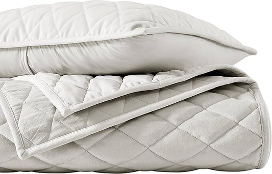 King Set Vera Wang Diamond Velvet Natural Quilt Set