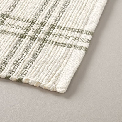 5 x 7 Tri-Stripe Plaid Handmade Woven Area Rug Green/Cream - Hearth & Hand