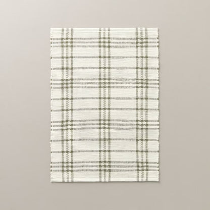 2 x 3 Tri-Stripe Plaid Handmade Woven Area Rug Green/Cream - Hearth & Hand