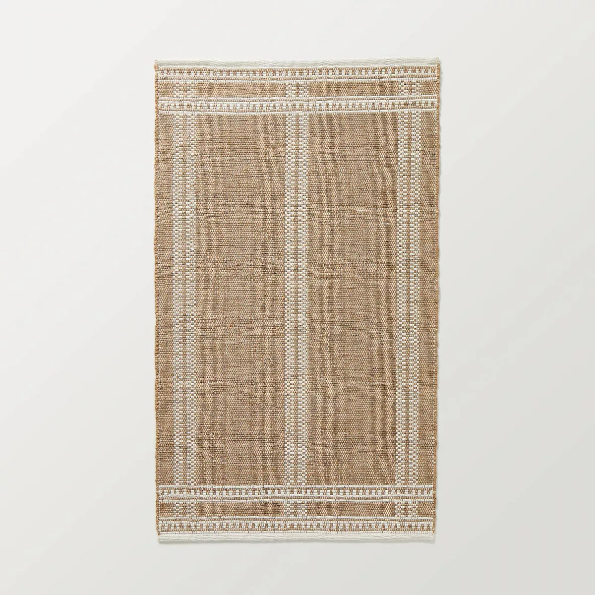 3 x 5 Border Plaid Handmade Jute Woven Area Rug Natural/Cream - Hearth & Hand