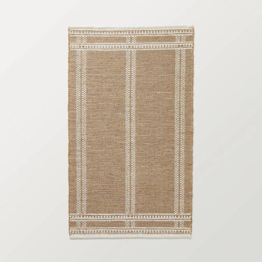 3 x 5 Border Plaid Handmade Jute Woven Area Rug Natural/Cream - Hearth & Hand