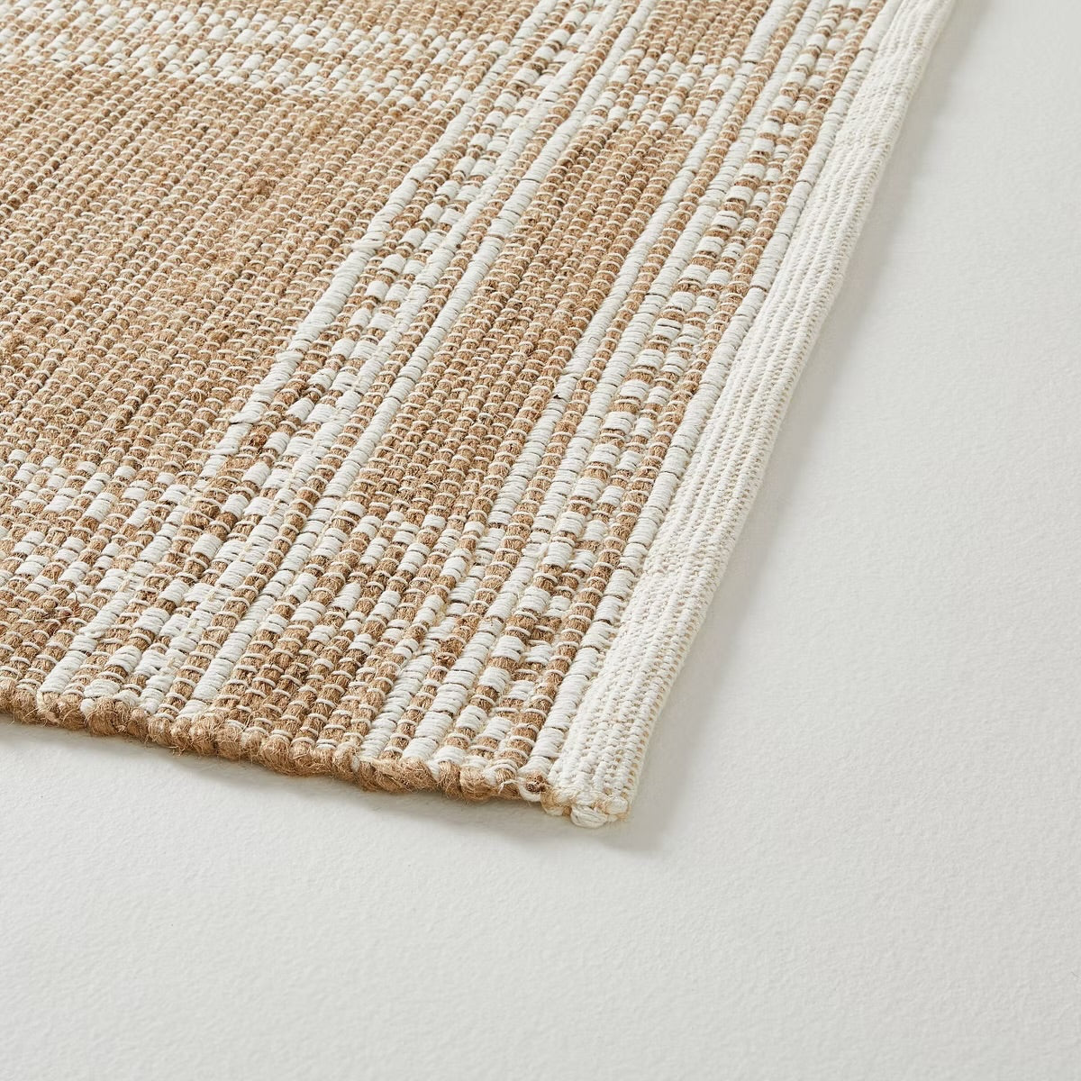 3 x 5 Border Plaid Handmade Jute Woven Area Rug Natural/Cream - Hearth & Hand