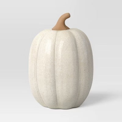 Large Ceramic Pumpkin Figurine Cream