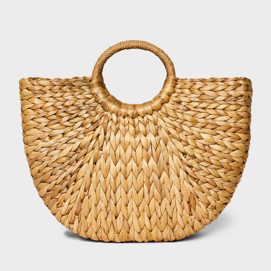 Large Handheld Straw Tote Handbag