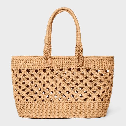 Large Straw Tote Handbag