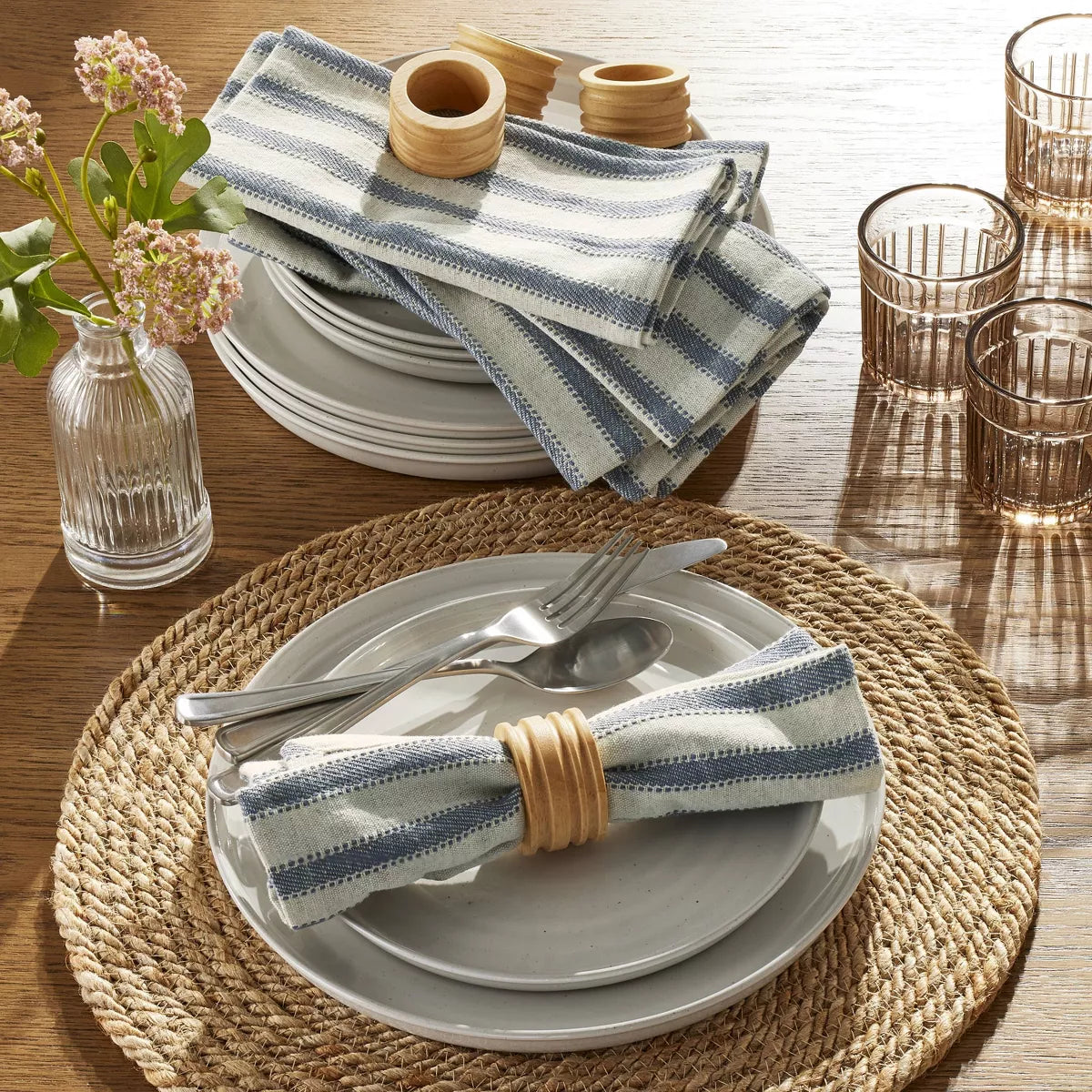 4pk Engineered Stripe Cloth Napkins