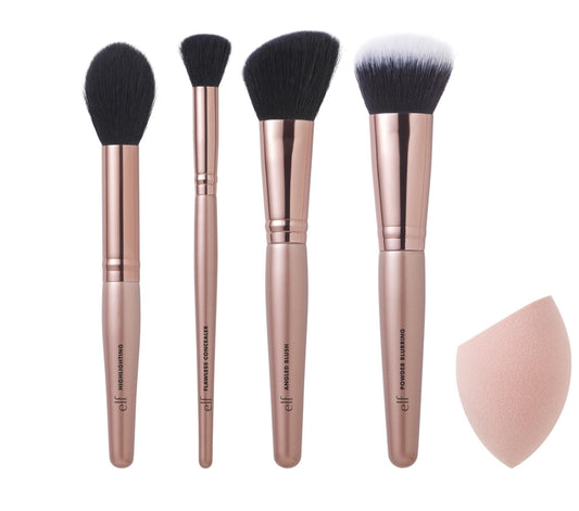 e.l.f. Complexion Essentials Brush & Sponge Set, 5pc