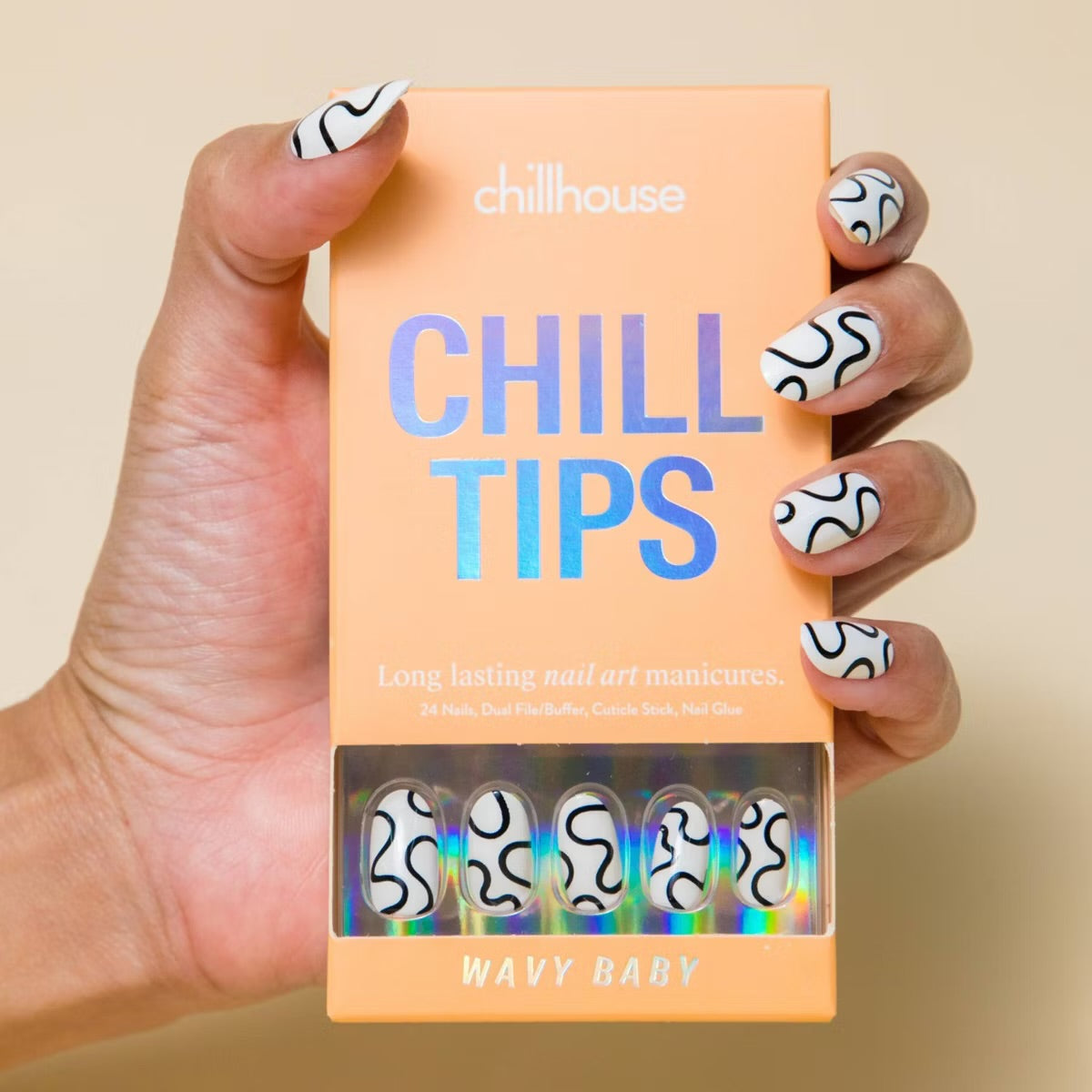 Chillhouse Chill Tips Press-On Fake Nails - Wavy Baby - 24ct