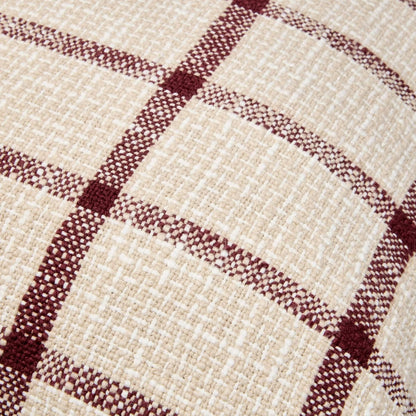 18"x18" Grid Square Throw Pillow Beige/Burgundy - Hearth & Hand™ with Magnolia