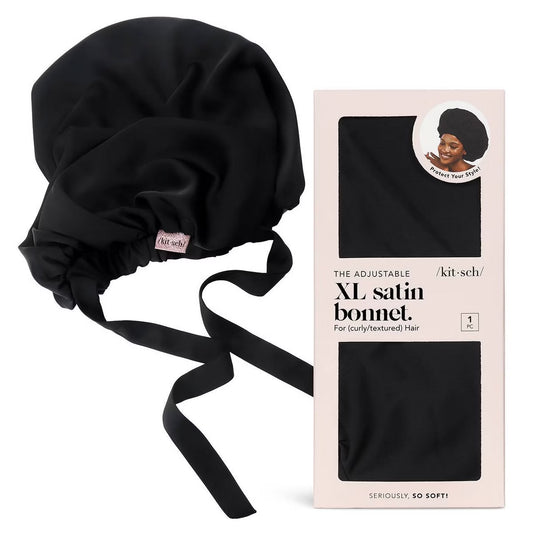 Kitsch Satin Sleep Hair Bonnet - Black