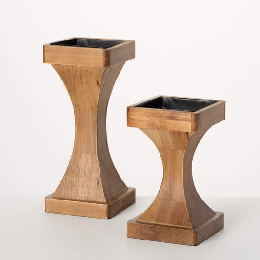 11.25" Sleek Geometric Candle Holders - Set of 2