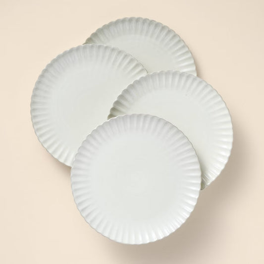 4pk 10.5" Scalloped Edge Stoneware Dinner Plates Cream - Hearth & Hand with Magnolia