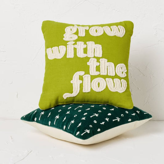 2pk 10"x10" 'Grow with The Flow' Square Decorative Pillows