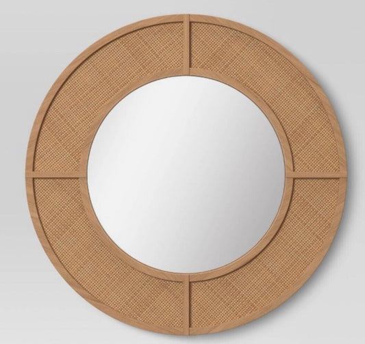 28" Caning Round Wall Mirror Natural - Threshold