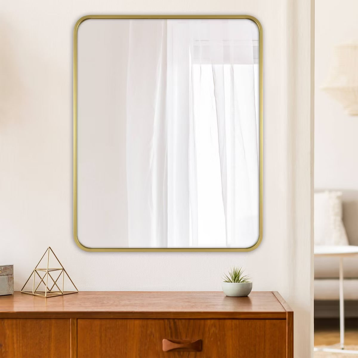 24" x 30" Rectangular Decorative Wall Mirror with Rounded Corners (Brass) - Threshold