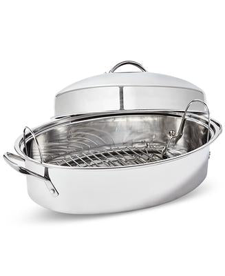 The Cellar Stainless Steel 8-Qt Covered Oval Roaster with Rack