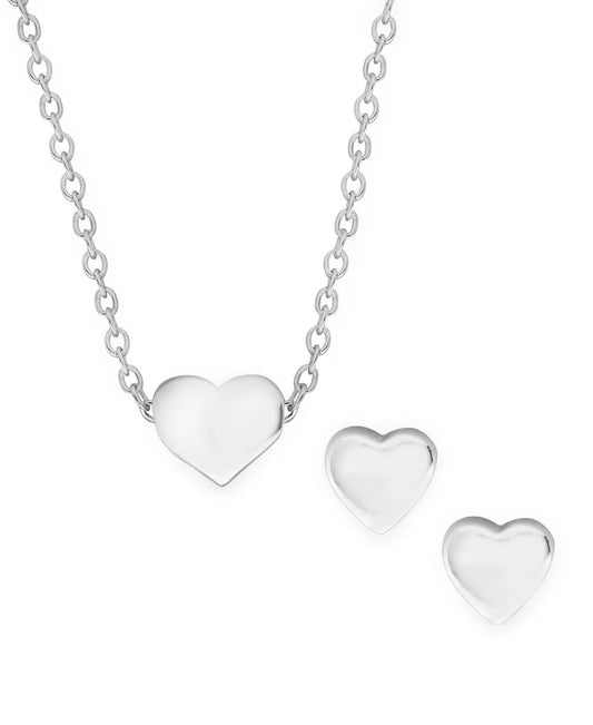 Rhona Sutton 4 Kids Children's Sterling Silver Heart Pendant Necklace & Stud Earrings Set