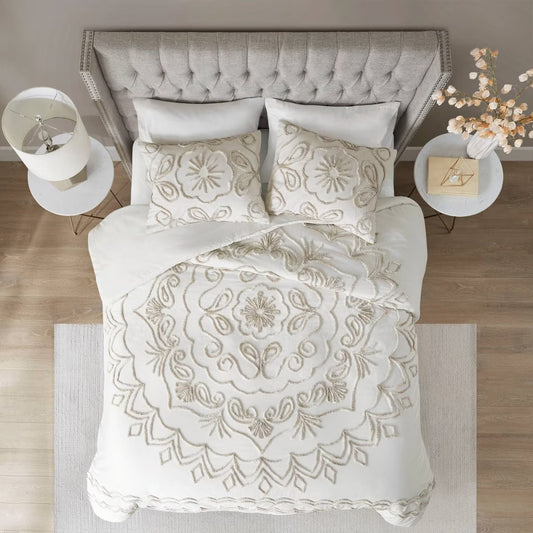 King 3pc Valeria Cotton Chenille Duvet Cover Set