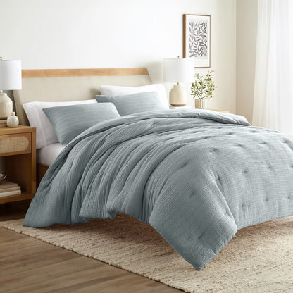 Full/Queen Waffle Textured Comforter Set