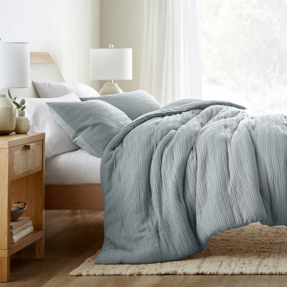 Full/Queen Waffle Textured Comforter Set