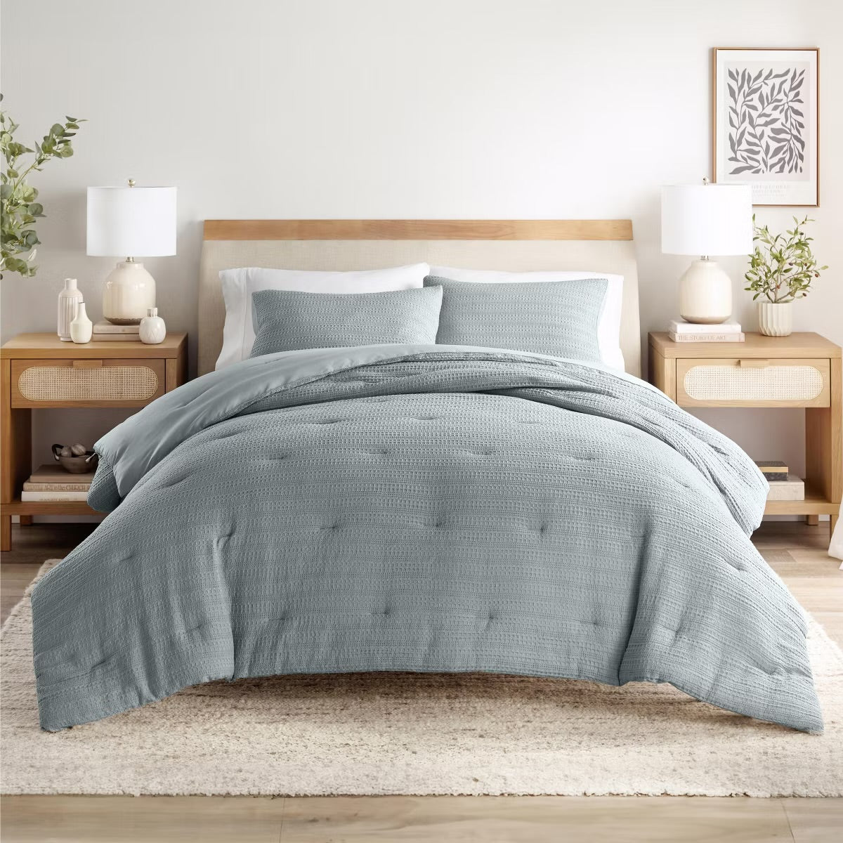 Full/Queen Waffle Textured Comforter Set