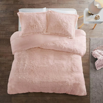 Full/Queen Leena Shaggy Faux Fur Duvet Set