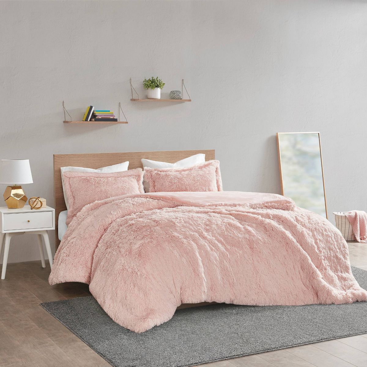 Full/Queen Leena Shaggy Faux Fur Duvet Set