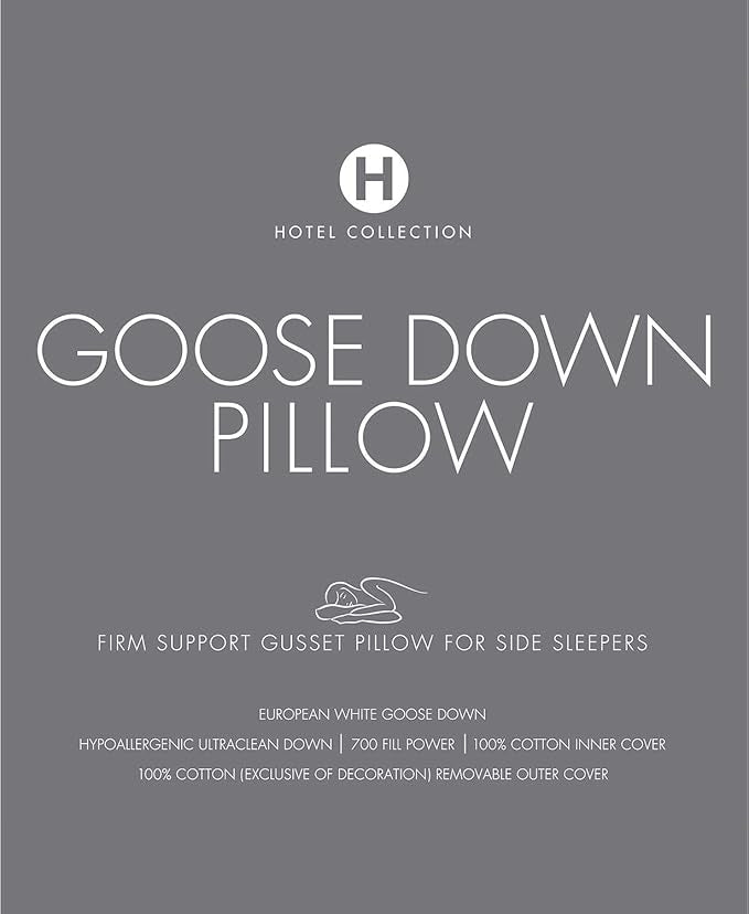 Queen Hotel Collection European White Goose Down Standard Queen Firm Support Pillow for Side Sleepers