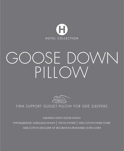 Queen Hotel Collection European White Goose Down Standard Queen Firm Support Pillow for Side Sleepers