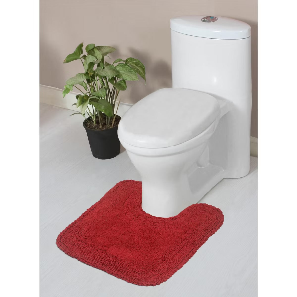 1.8” x 1.8” Radiant Collection Cotton Ruffle Pattern Tufted Bath Rug Red